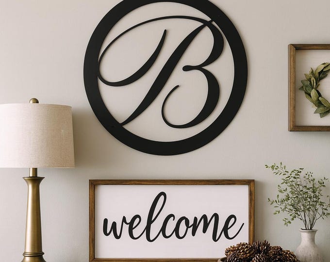 Metal letter B with circle