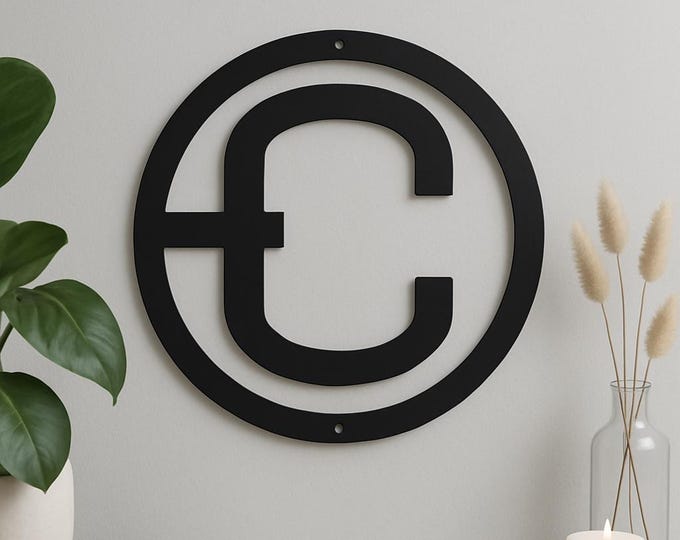 Metal letter C, cattle brand font with circle