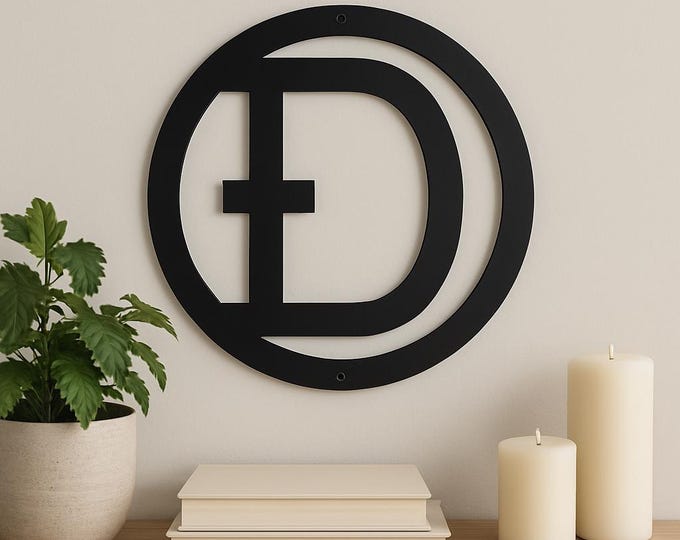 Metal letter D, cattle brand font with circle