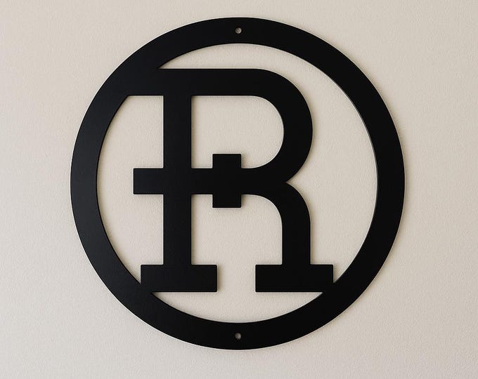 Metal letter R, cattle brand font with circle