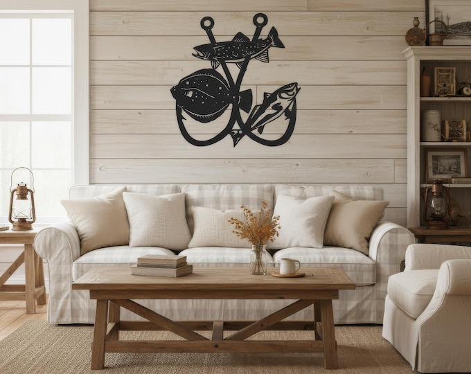 Double Fishing Hook with Trout Flounder and Redfish , coated for indoor or outdoor use.