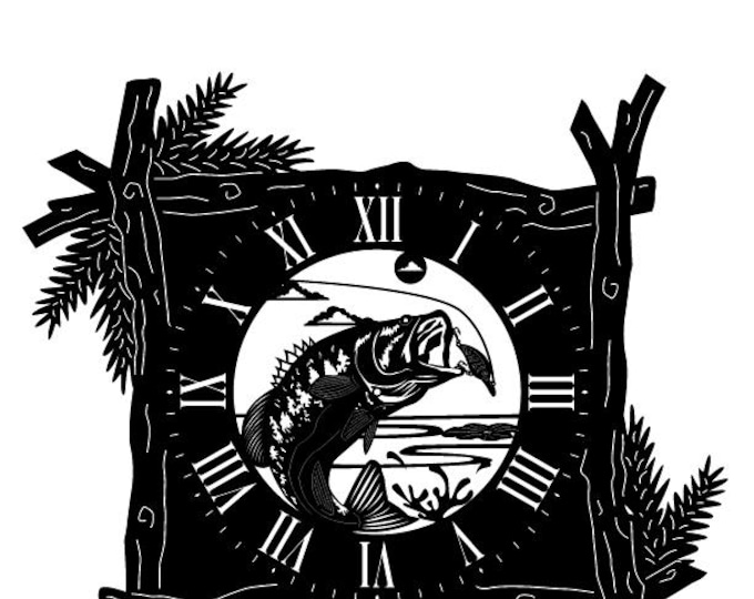 Branch frame clock with bass cad cut file