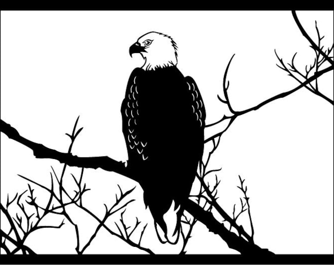 Engle on a tree branch cad cut file