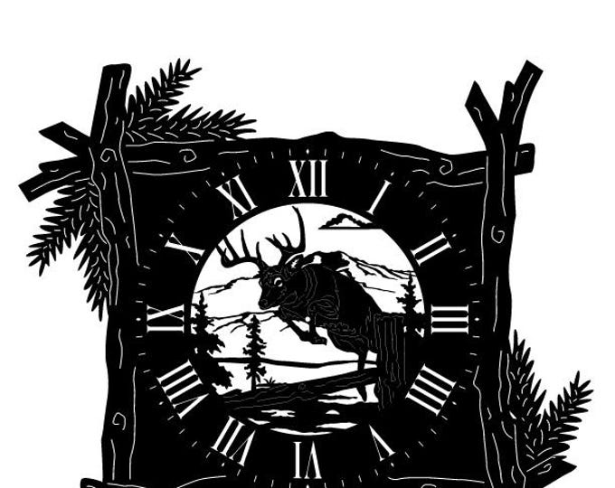 Branch frame clock with buck deer cad cut file