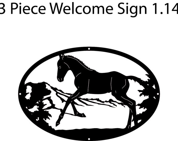Three piece pony welcome home sign cad files
