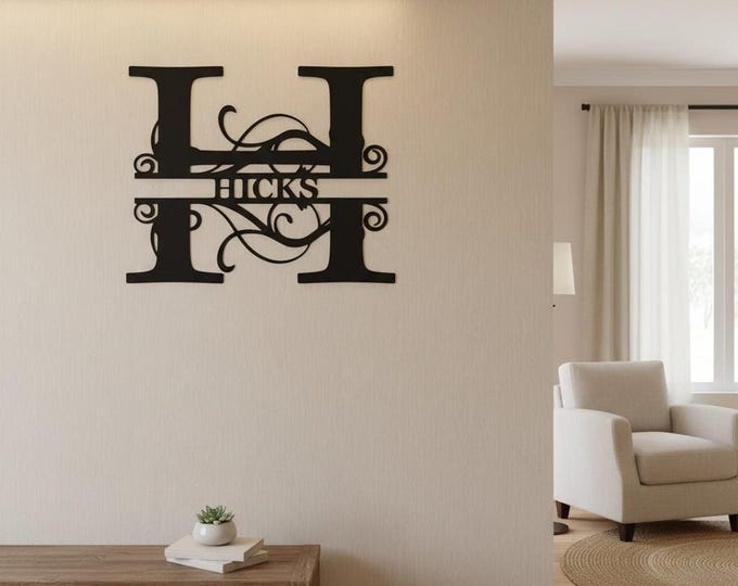Metal Letter Sign H, 14 Gauge Steel Monogram with Custom Name