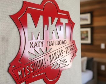 MKT Katy Railroad decor, industrial steel sign, train lover gift, 14 gauge
