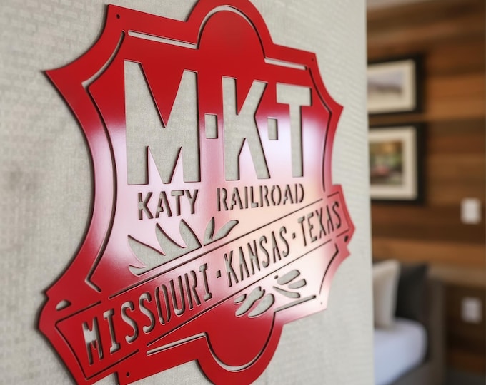 MKT Katy Railroad decor, industrial steel sign, train lover gift, 14 gauge