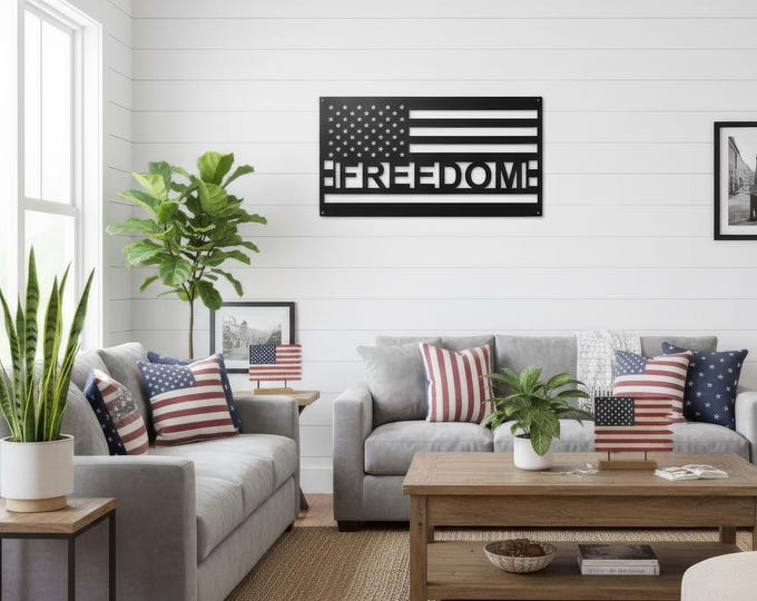 Freedom Flag steel wall art, metal sign, 14 gauge