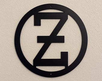 Metal letter Z, cattle brand font with circle