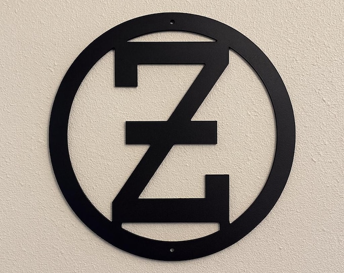 Metal letter Z, cattle brand font with circle