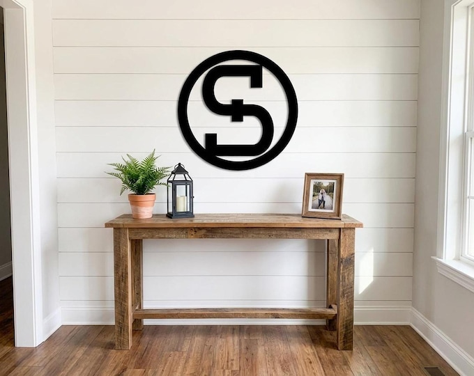 Metal Letter S, 14 Gauge Steel Cattle Brand in Circle