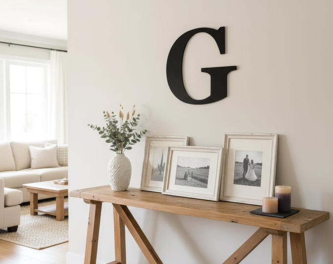 Letter G, metal initial cut from 14 gauge steel, entryway decor