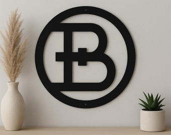 Metal letter B, cattle brand font with circle