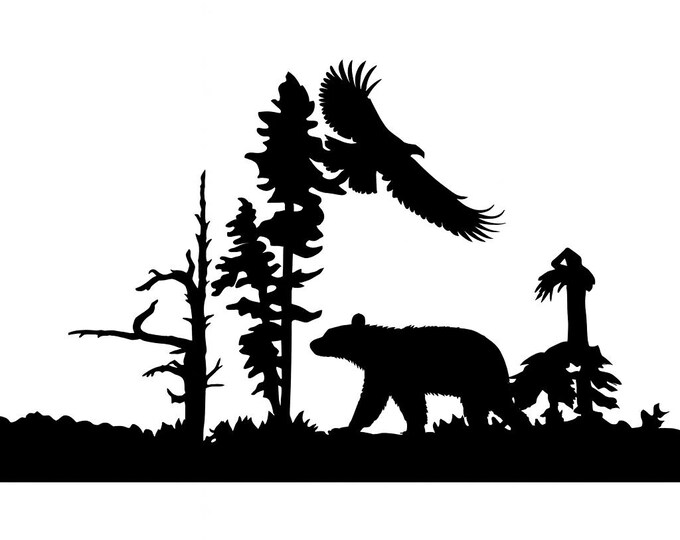 Bear and Eagle outdoor scene cad cut file