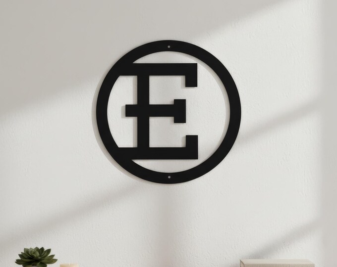 Metal Letter E Cattle Brand Font with Circle | 14 Gauge Satin Black Steel