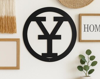Metal letter Y, cattle brand font with circle