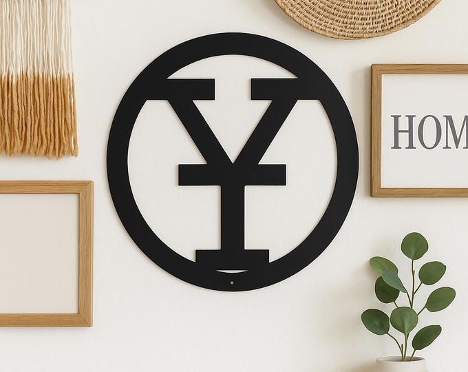 Metal letter Y, cattle brand font with circle