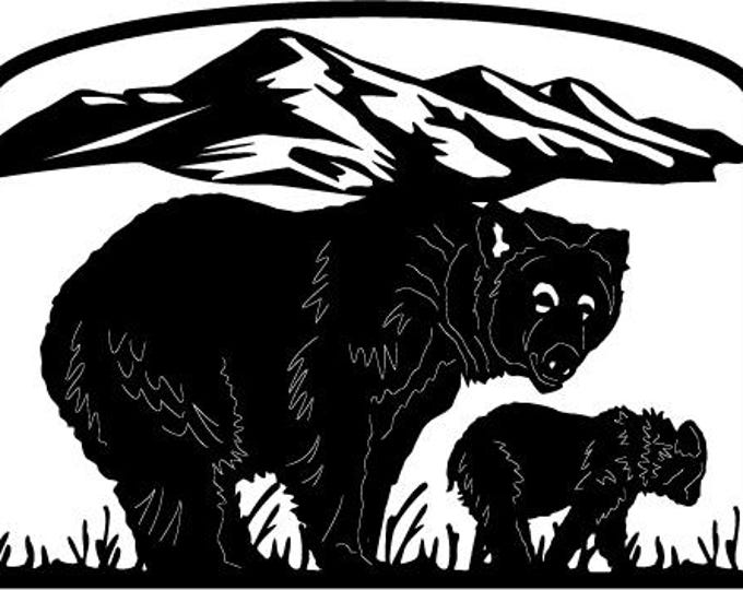 Bear and cub outdoor scene cad cut files