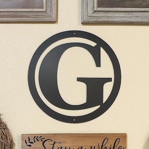Metal letter G in circle