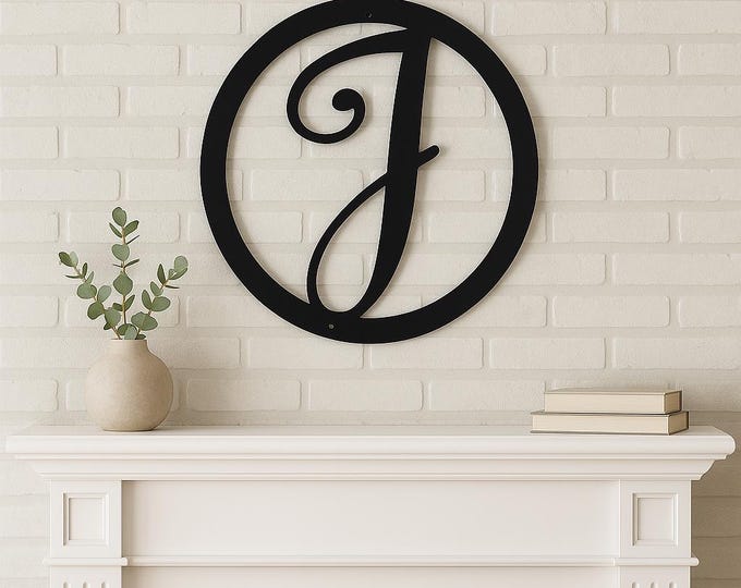 Metal letter J in circle