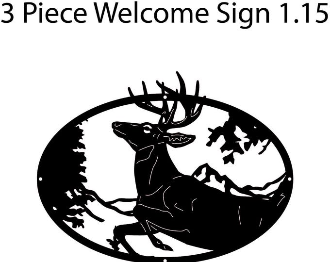 Three piece buck welcome home sign cad files