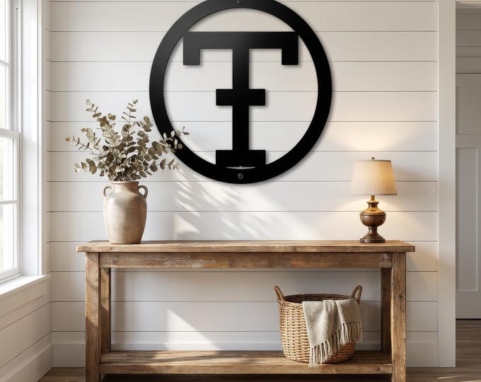 Cattle Brand Metal Letter T, 14 Gauge Steel Circle Sign