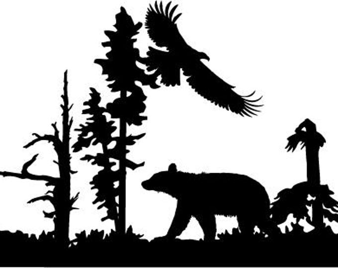 Bear and Eagle outdoor scene cad cut file