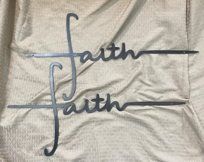 Faith Cross metal sign coated for indoor or outdoor use.