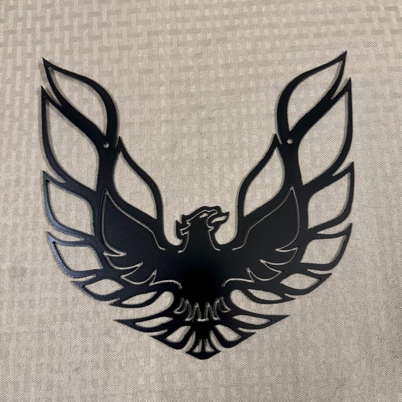 Metal firebird sign, large steel wall art, phoenix silhouette afbeelding 9