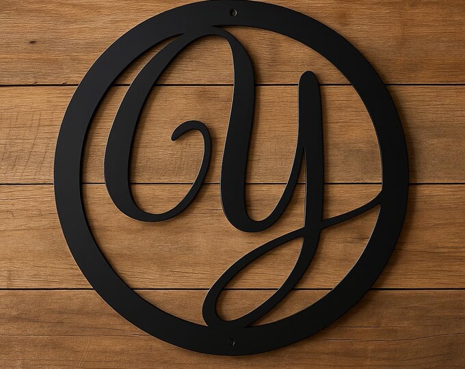 Metal letter Y in circle