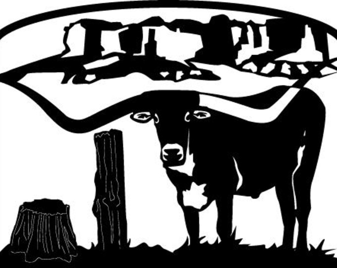 Longhorn steer outdoor scene cad cut files
