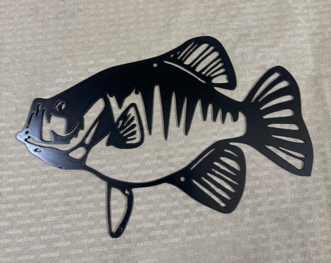 Rustic Metal crappie sign cut from 14 gauge steel and coated.