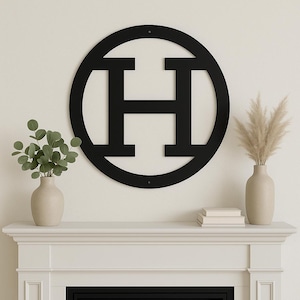 Metal letter H with circle