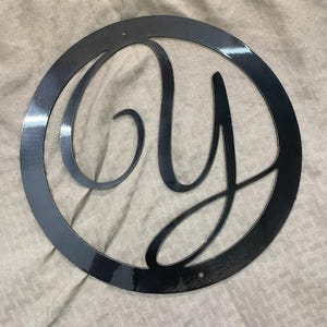Metal letter Y in circle