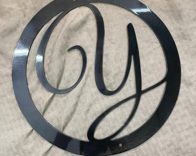 Metal letter Y in circle