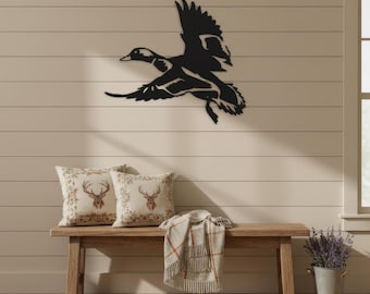 Metal Duck Sign, Black Steel Mallard Silhouette in 18, 24, or 30 Inches