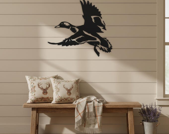 Metal Duck Sign, Black Steel Mallard Silhouette in 18, 24, or 30 Inches