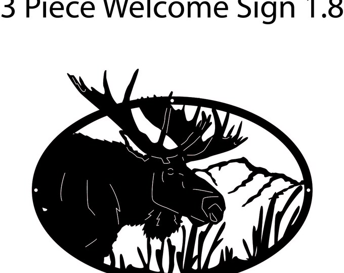 Three piece moose welcome home sign cad files