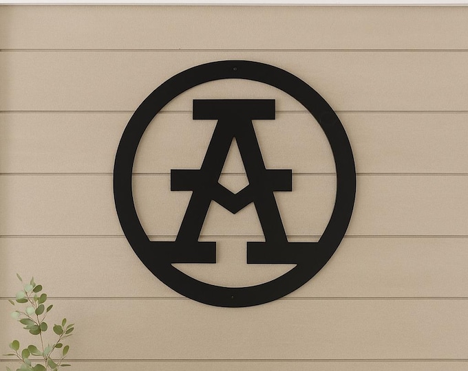 Metal letter A, cattle brand font with circle
