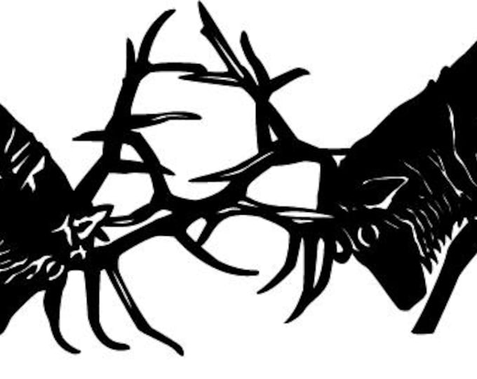Elk fighting cad cut file