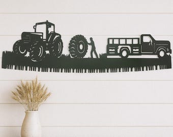 Rustic Steel Tractor & Truck Saw Blade Wall Art