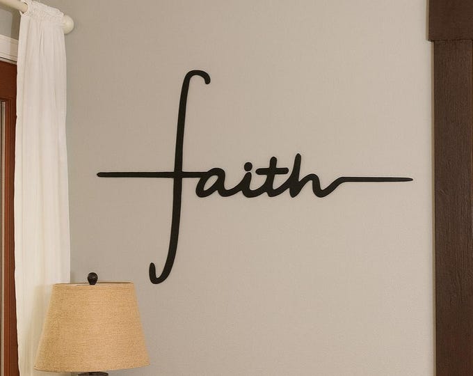 Faith Cross metal sign coated for indoor or outdoor use.