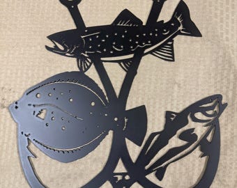 Double Fishing Hook with Trout Flounder and Redfish , coated for indoor or outdoor use.