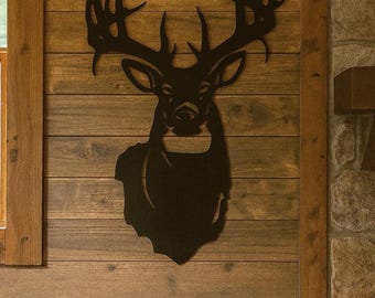 Metal Deer Sign, 14 Gauge Steel Buck Head Wall Decor