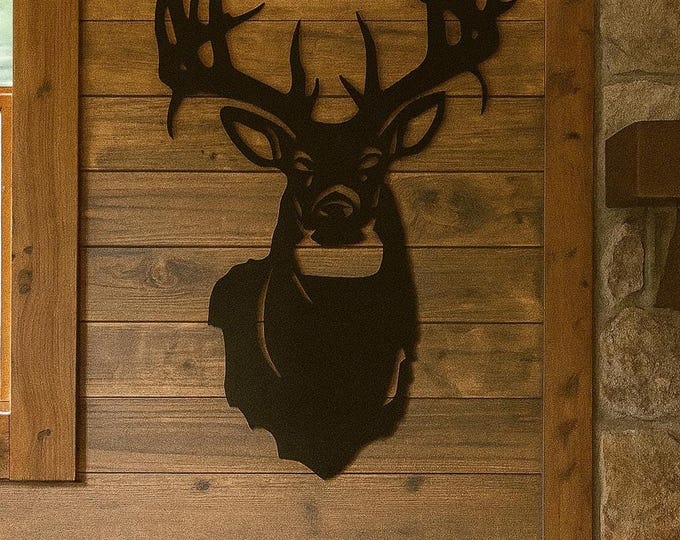 Metal Deer Sign, 14 Gauge Steel Buck Head Wall Decor