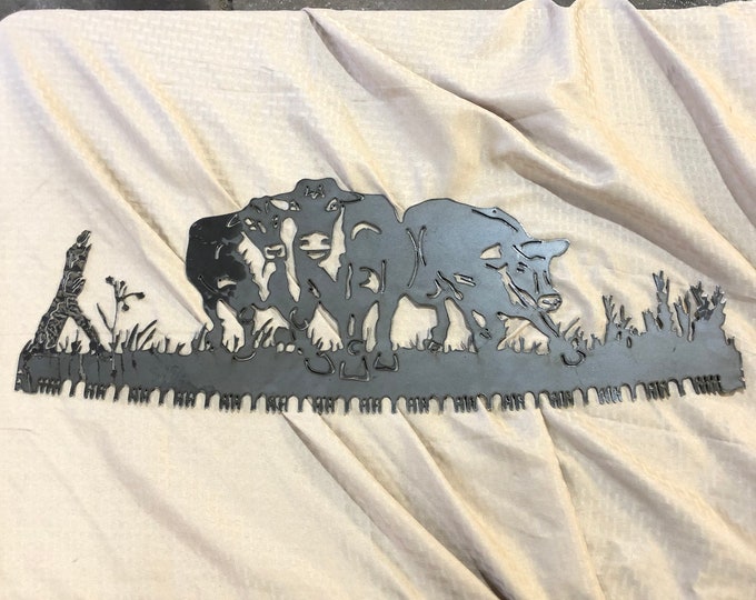 Rustic Steel Longhorn Cattle Saw Blade Wall Art