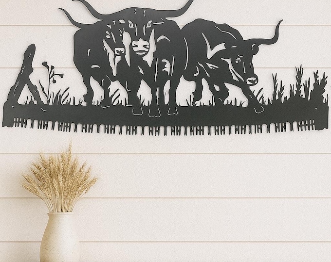 Rustic Steel Longhorn Cattle Saw Blade Wall Art