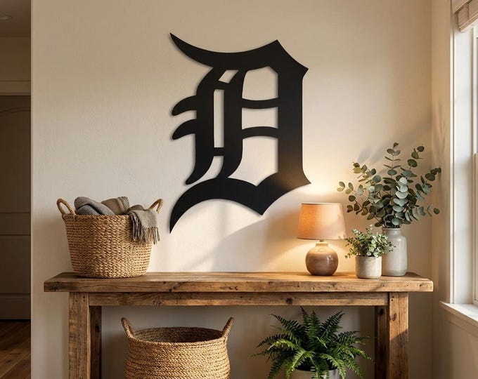 Old English Metal Letter D, 14 Gauge Steel Wall Sign