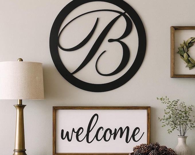 Metal Letter B with Circle, 14 Gauge Steel Wall Decor